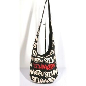 Robin Ruth St Maarten Black Canvas Single Strap Hobo Tote Bag Crossbody Bag